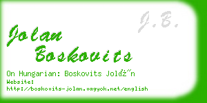 jolan boskovits business card